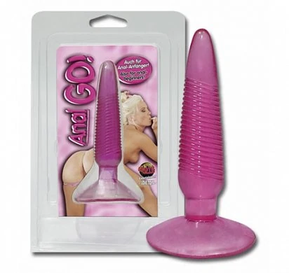 Розовая ребристая втулка  для анального секса. Размер: 12.7 см, диаметр 1-2.5. Материал: гель. Цвет: