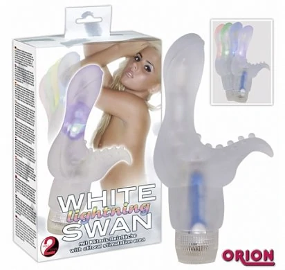 Вагинальный вибратор с клиторальной стимуляцией выполненный из прозрачного материала 