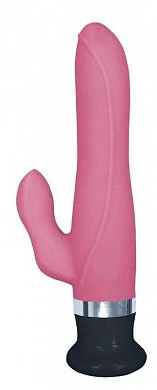Вибратор с клиторальным стимулятором, имеет 6 режимов вибрации, два моторчика. Материал: силикон. Ра