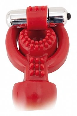 Вибронасадка с анальным стимулятором 17,5 см красная