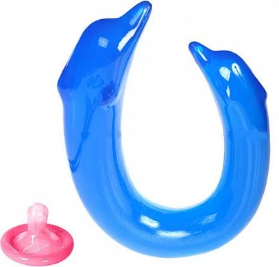 Двухсторонний стимулятор в виде дельфинчиков для вагинальной и анальной стимуляции