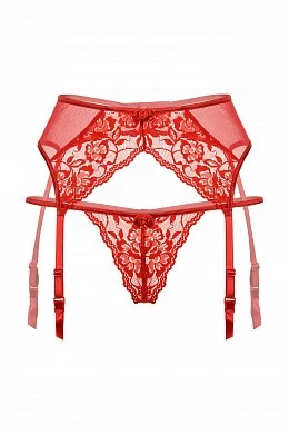 Трусы и пояс для чулок красные M/L