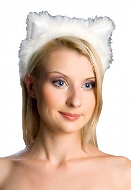 Ободок кошачьи ушки. Цвет: белый.