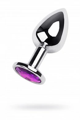 Анальная втулка с кристаллом сердце Medium аметист 8 см